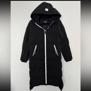 Sam Edelman Black Down Long Hooded Puffer Coat Womens Size S